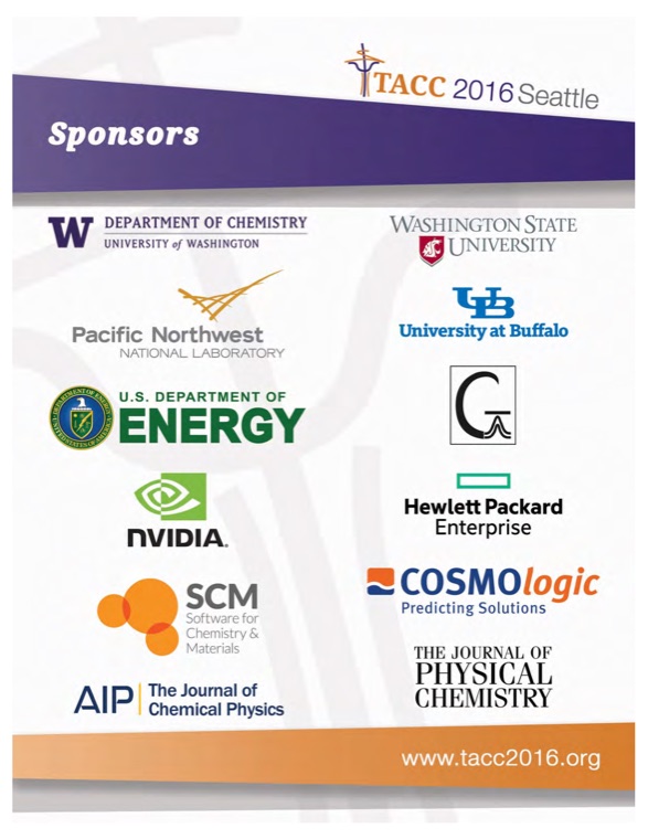 TACC 2016 program sponsors page: a purple 'Sponsors' banner over a grid of sponsor logos, with www.tacc2016.org at the foot.